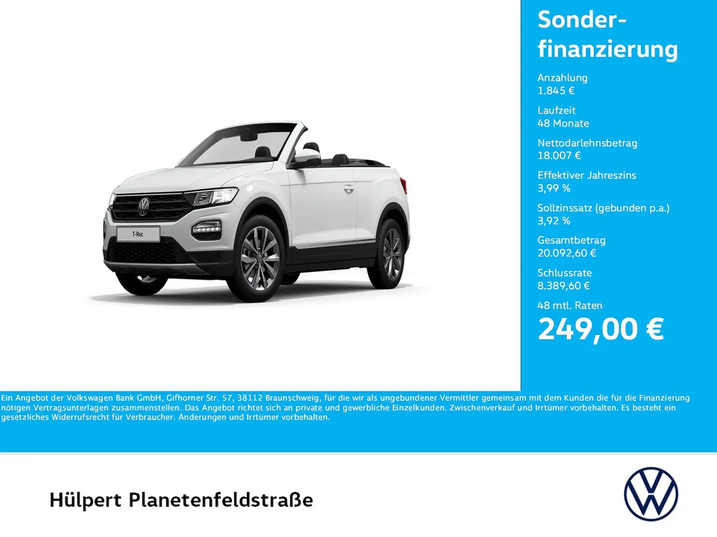 Volkswagen T-Roc Cabriolet 1.0 STYLE AHK LM17 NAVI DAB+ White - 1