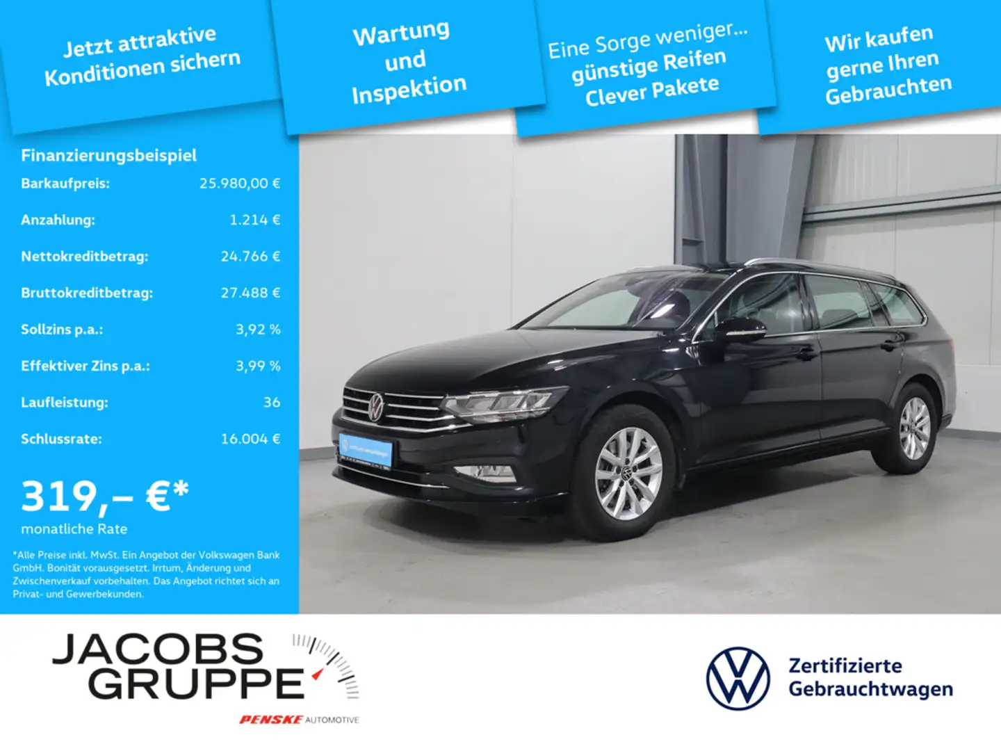 Volkswagen Passat Variant 1.5 TSI DSG Business Navi*AHK*PANO*CAM*H&K Schwarz - 1