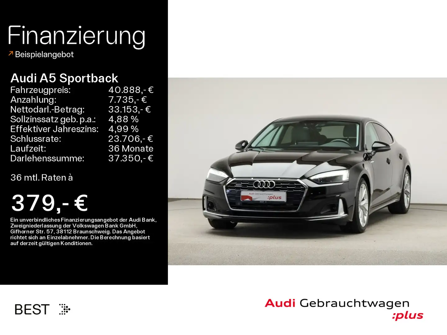 Audi A5 advanced 50 TDI qu. Navi*Matrix Schwarz - 1