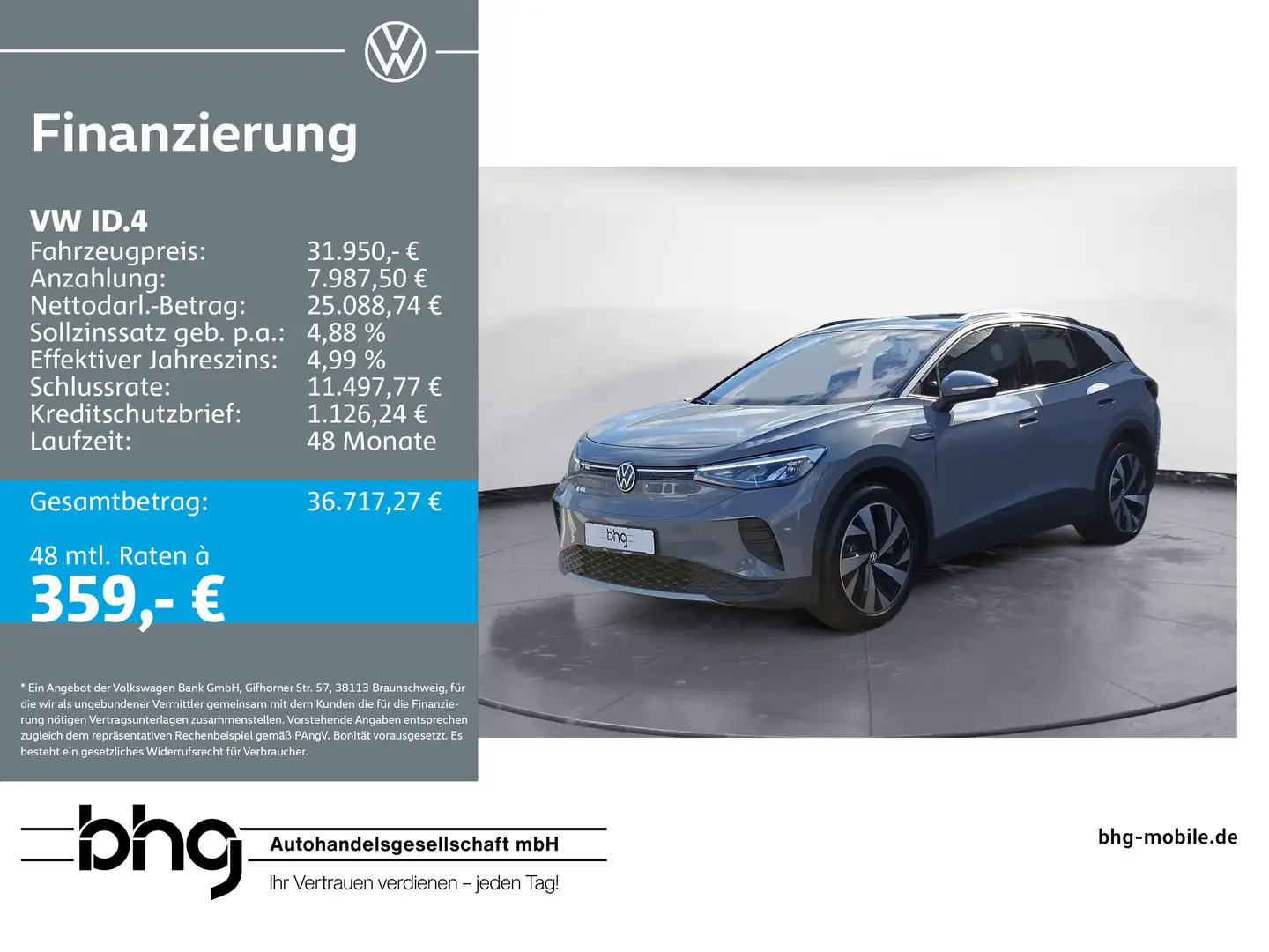 Volkswagen ID.4 Pro Performance INFO plus AHK Augmented Rea Grigio - 1