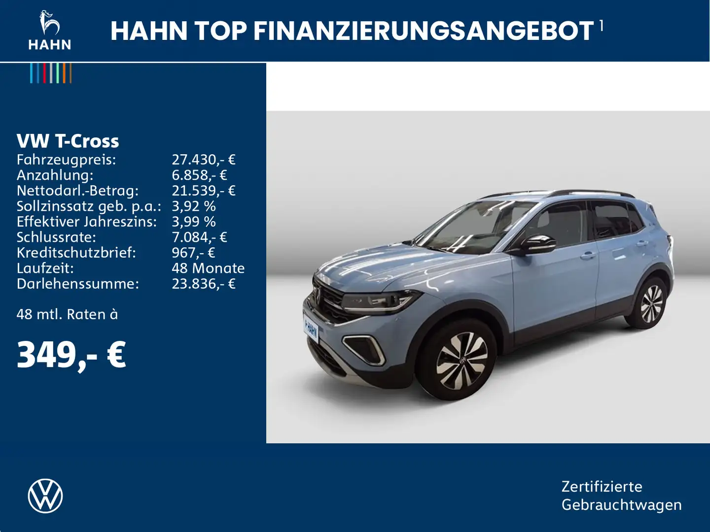 Volkswagen T-Cross 1.5TSI DSG Goal ACC Cam Matrix Sitzh Nav Blau - 2