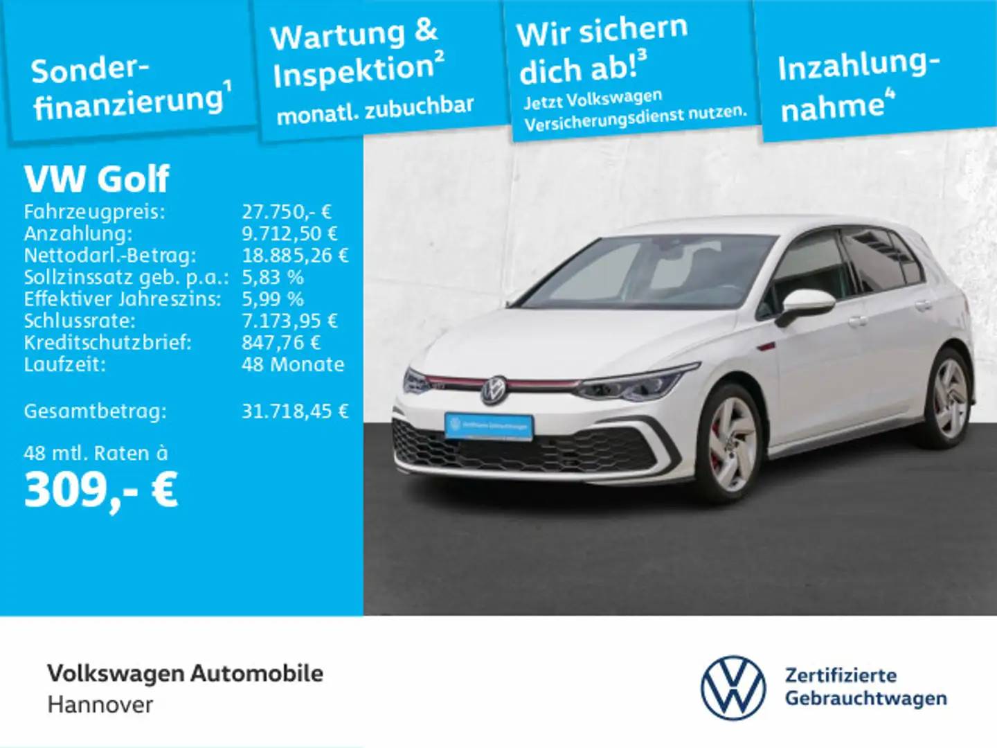 Volkswagen Golf GTI Golf VIII 2.0 TSI DSG GTI Navi LED ACC DigCockpi Weiß - 1