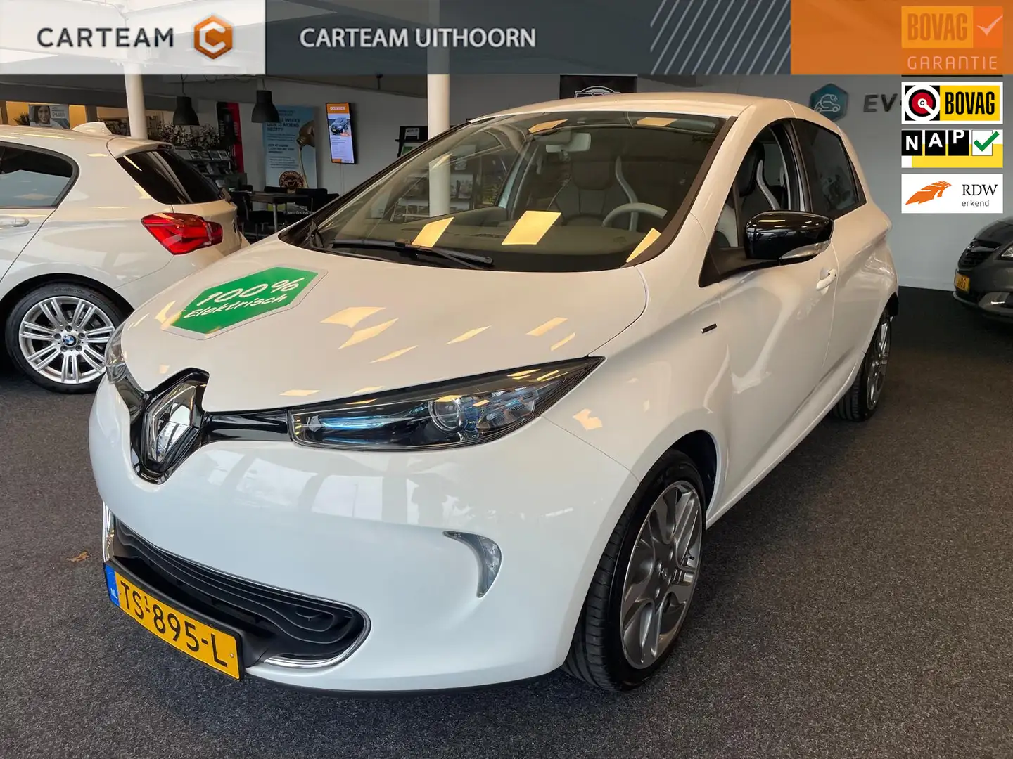 Renault ZOE R90 Intens 41 kWh, HUUR ACCU !! Leer, stoel verwar Wit - 1