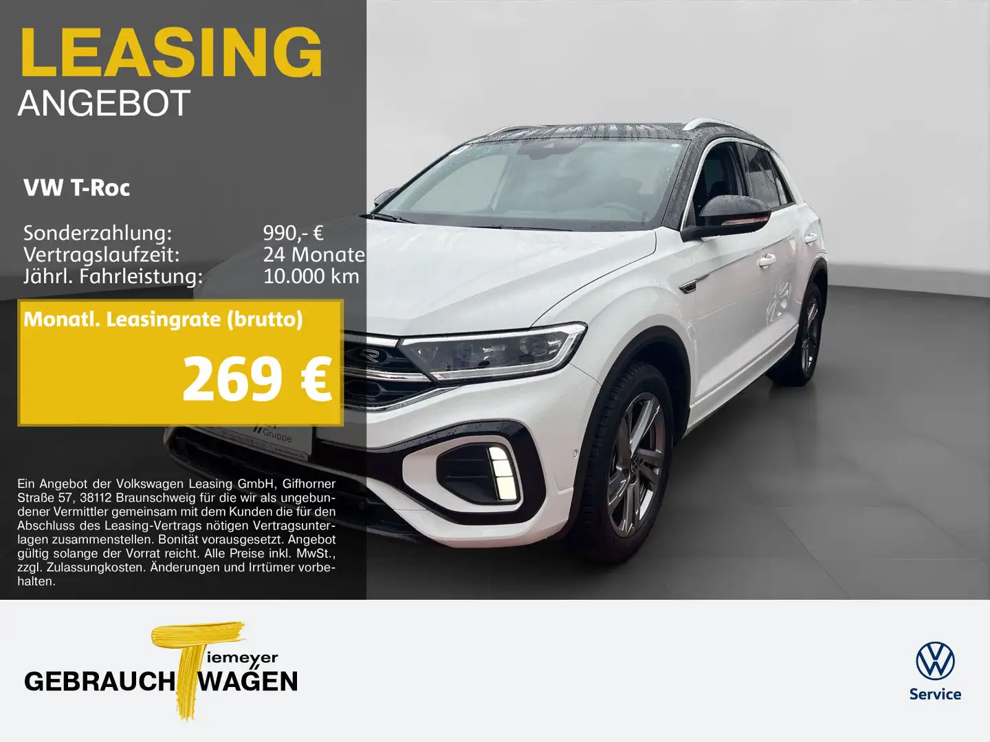 Volkswagen T-Roc 1.5 TSI DSG R-LINE LED+ NAVI AHK KAMERA Weiß - 1