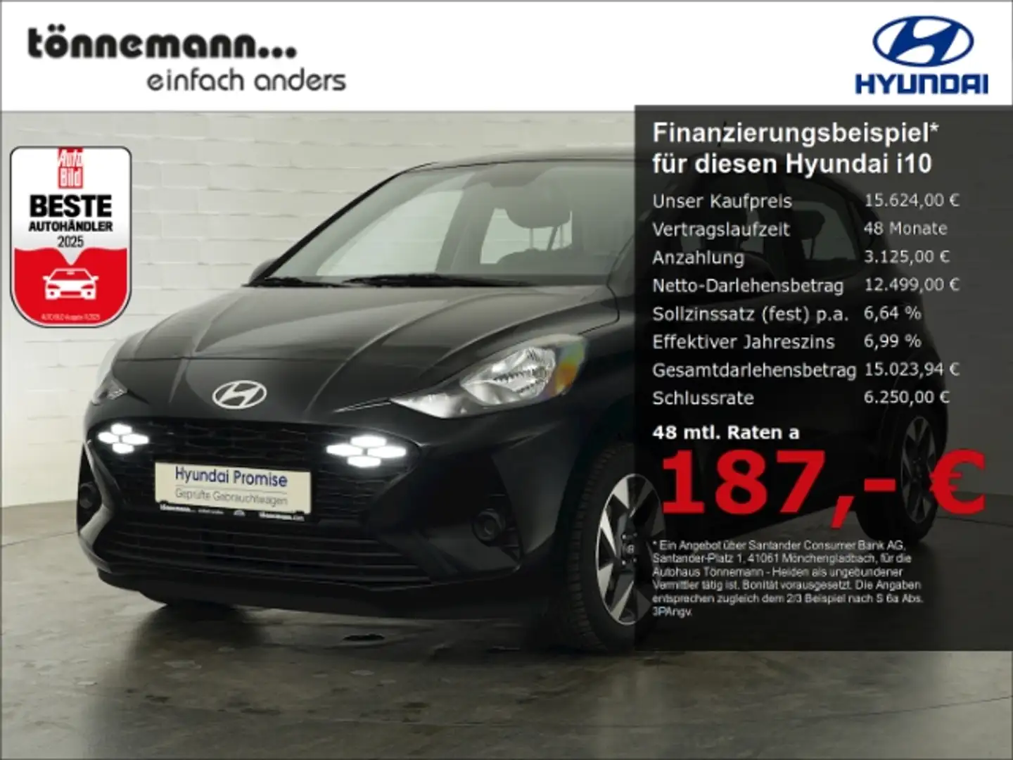 Hyundai i10 FACELIFT TREND+NAVI+RÜCKFAHRKAMERA+SITZ-/LENKRADHE Schwarz - 1