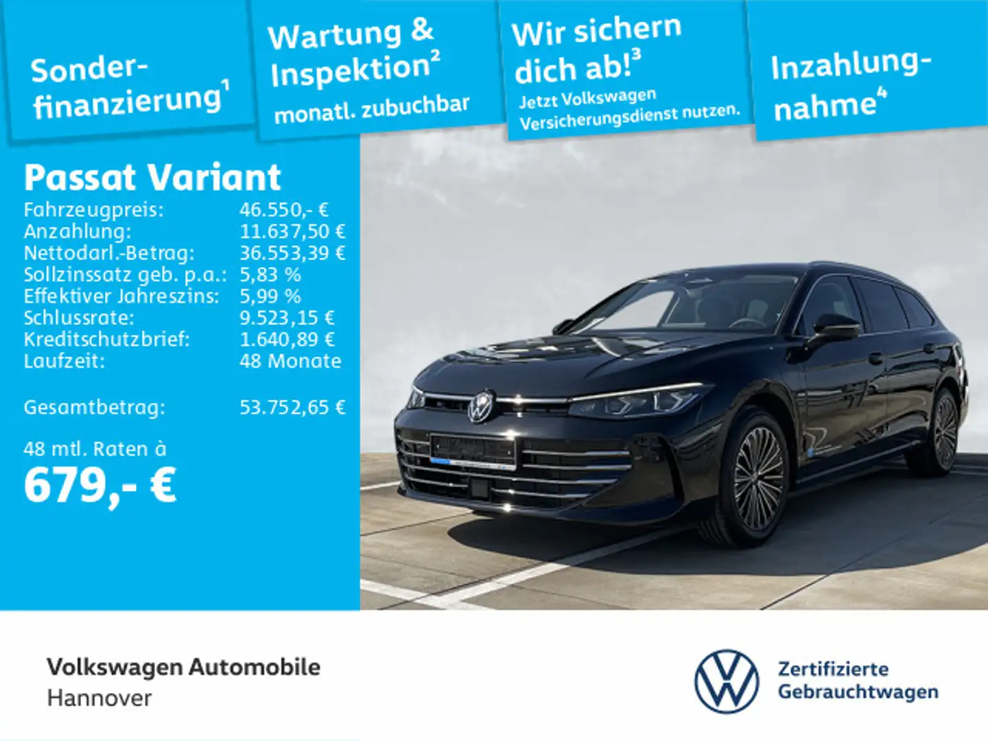 Volkswagen Passat Variant Elegance 1.5 TSI DSG eHybrid AHK Schwarz - 1