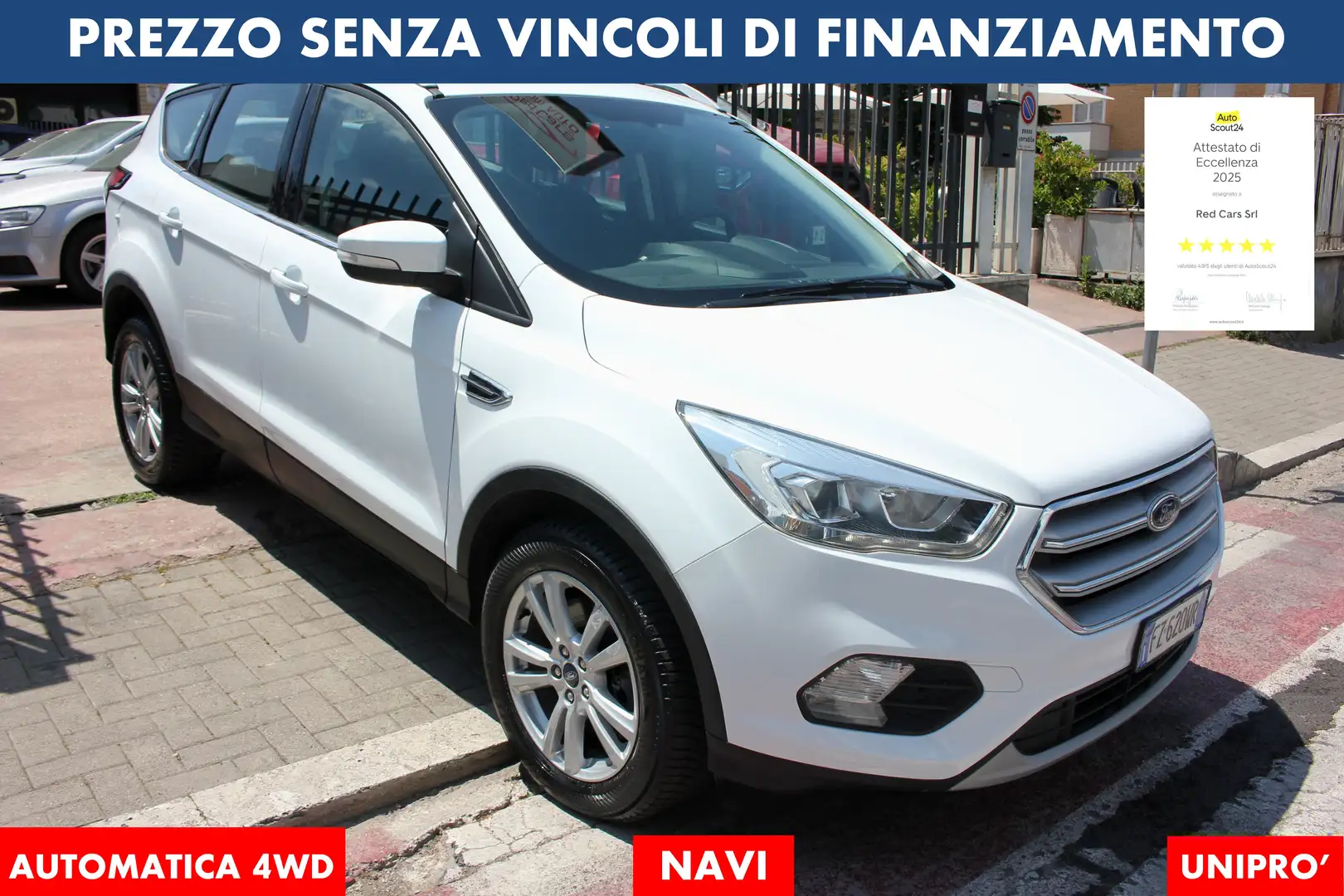 Ford Kuga 2.0d-150cv-4WD*PREZZO VERO* UNIPRO' KM CERTIFICATI Bianco - 1