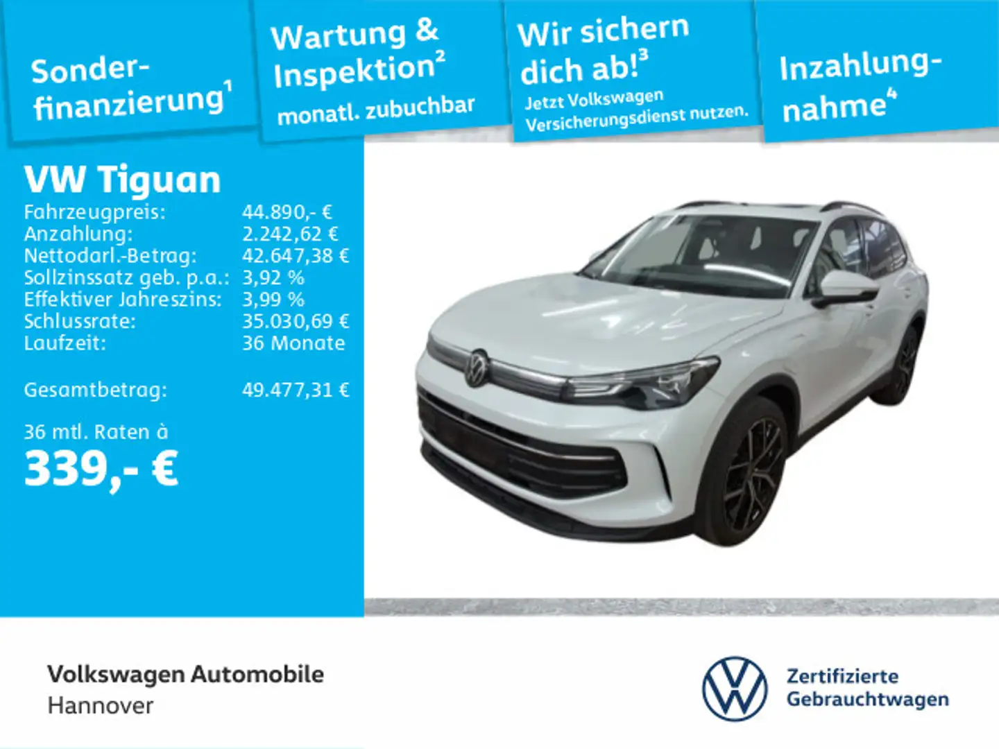 Volkswagen Tiguan 1.5 TSI DSG eHybrid Life Navi AHK Pano Ka Weiß - 1