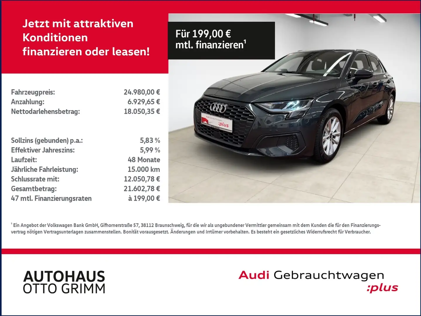 Audi A3 Sportback 30 TFSI NAVI Grau - 1