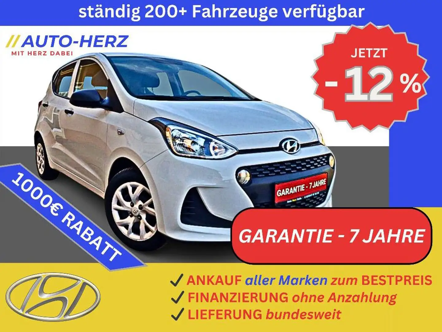 Hyundai i10 5-Trg Navi+PDC+Klima+Radio+CarPlay+Freisprch Weiß - 1