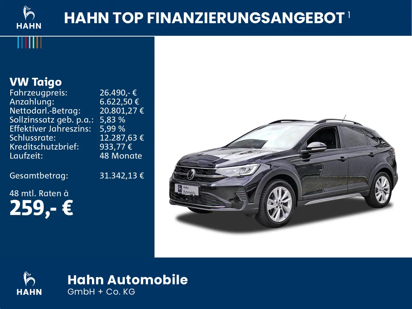 Volkswagen Taigo GOAL 1,0 l TSI OPF 85 kW Ganzjahresreifen Schwarz - 2