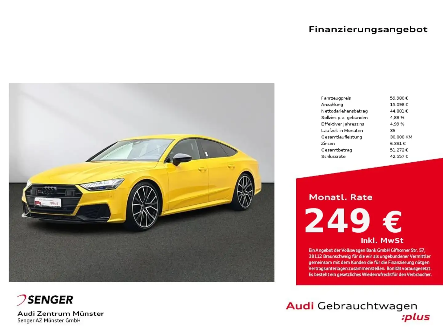 Audi S7 Sportback 3.0 TDI quattro Matrix B&O AHK Navi Gelb - 1