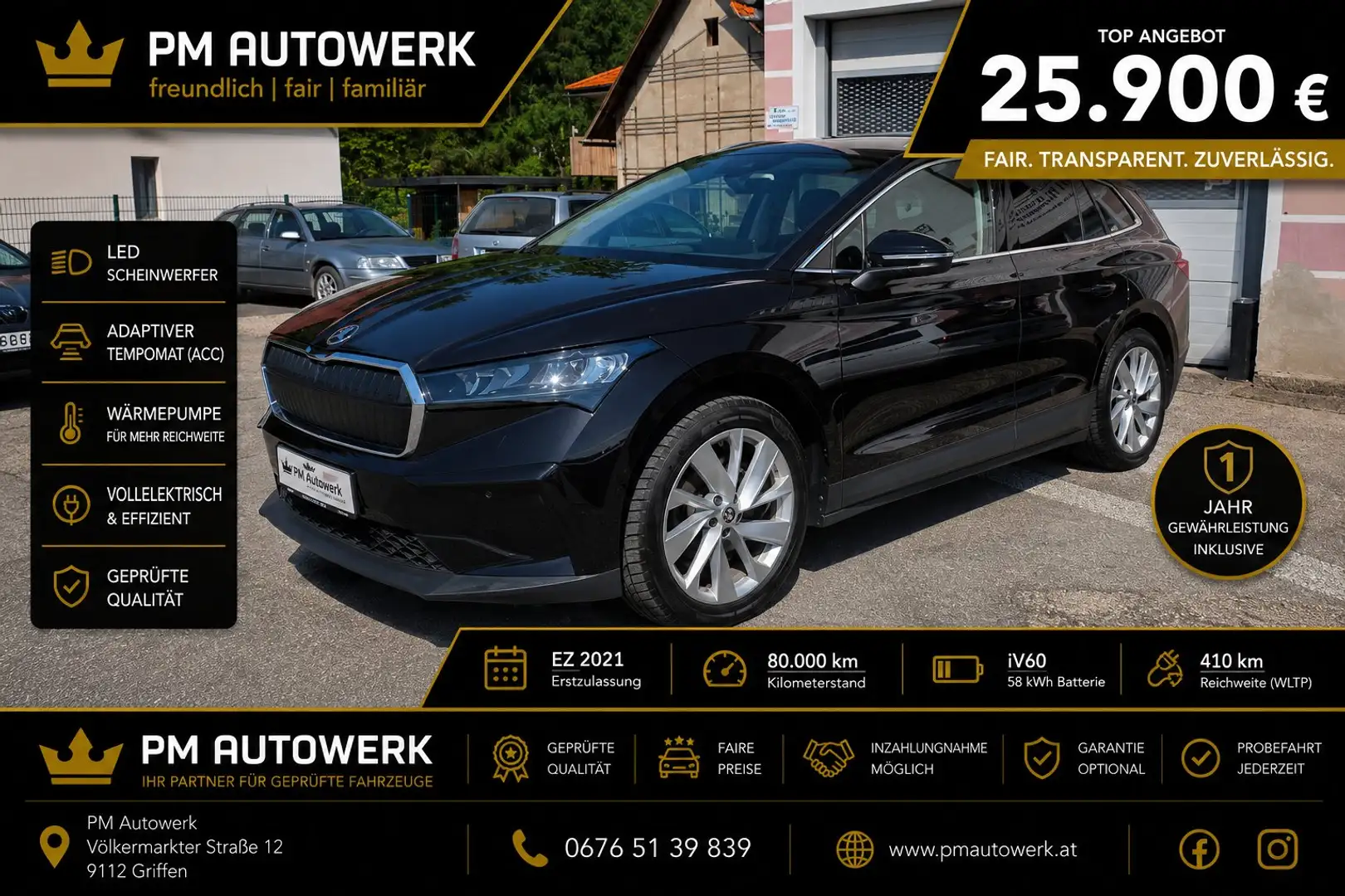 Skoda Enyaq iV 60 Loft Wärmepumpe*ACC*DAB*Rückfahrkamera Schwarz - 1