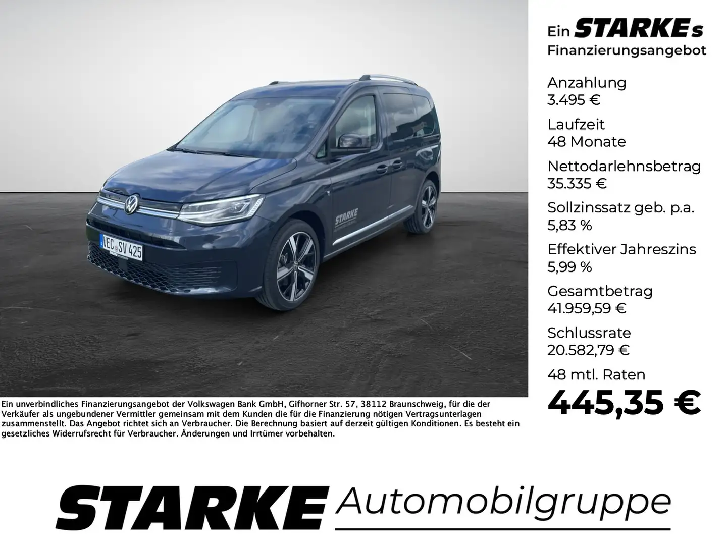 Volkswagen Caddy 2.0 TDI DSG Style 5-Sitzer Blau - 1