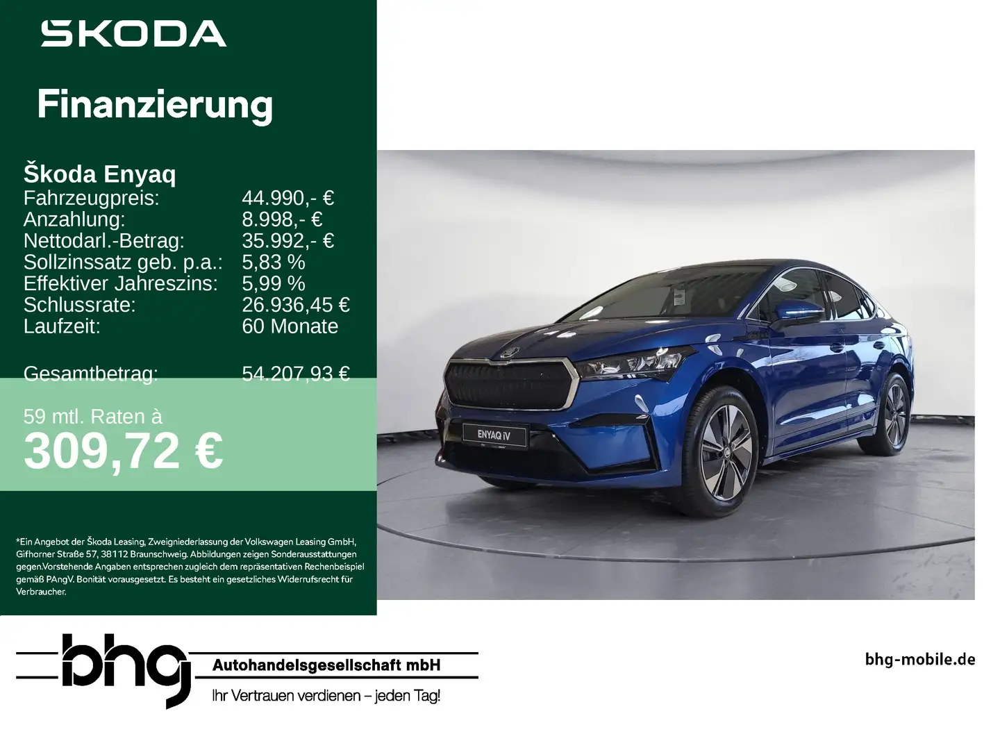 Skoda Enyaq Coupe 85 h Batterie Elektromotor 1-Gang-Au Blau - 1