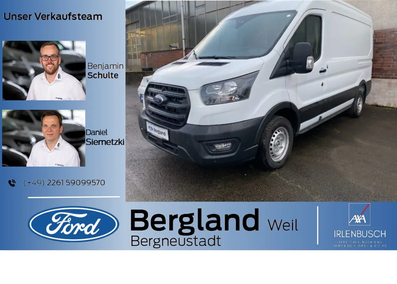 Ford Transit KASTENWAGEN TREND 290L2 130PS Wit - 1