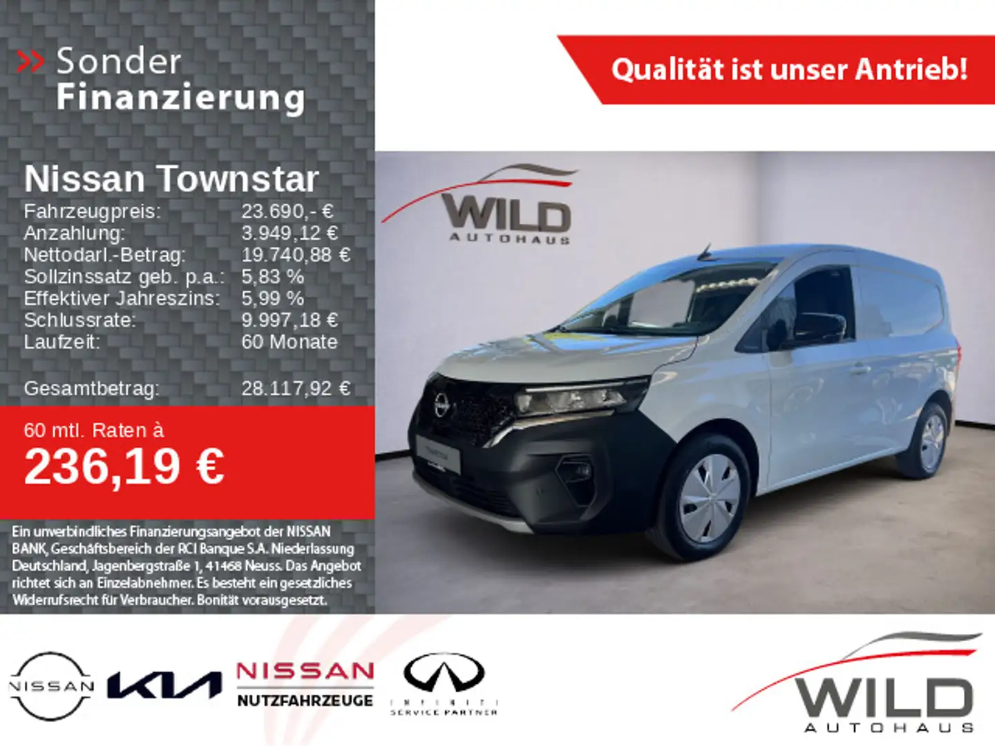 Nissan Townstar Kasten EV  L1 N-Connecta 2,2t Navi CCS2 Weiß - 1