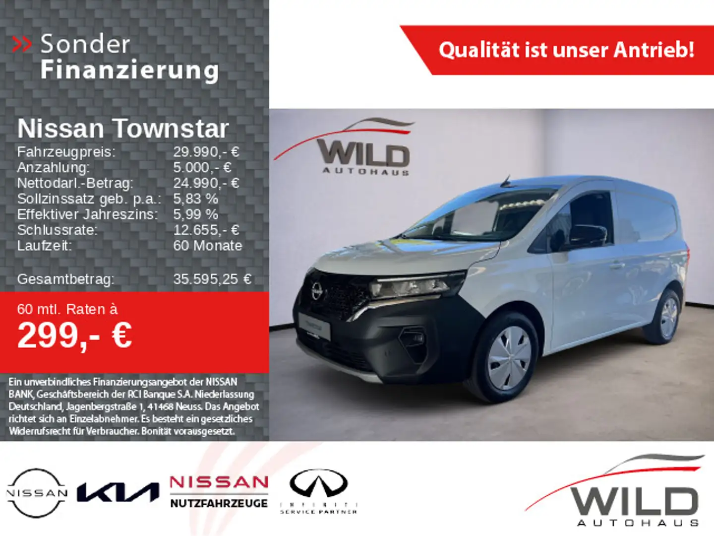 Nissan Townstar Kasten EV L1 N-Connecta 2,2t Navi CCS2 Weiß - 1