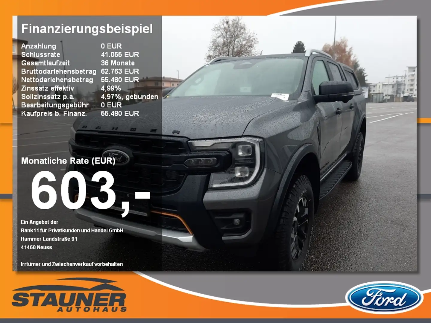 Ford Ranger DOKA Wildtrak X 2.0l EcoBlue Standheizung Grijs - 1