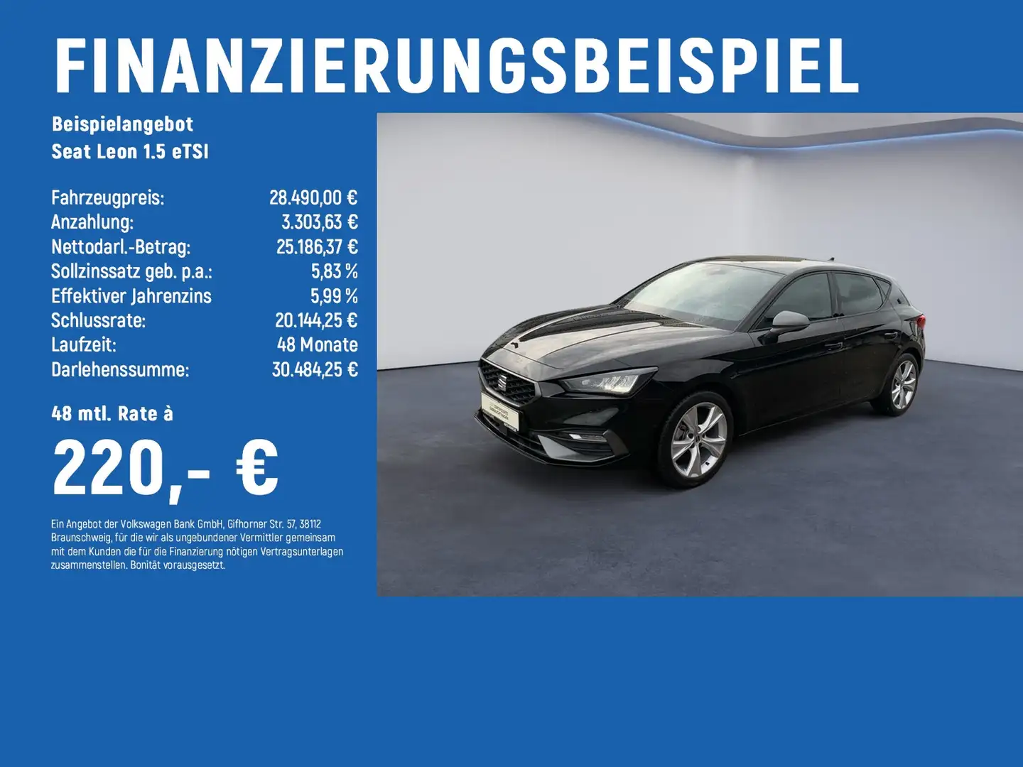 SEAT Leon 1.5 eTSI NAVI+ACC+RFK Schwarz - 2