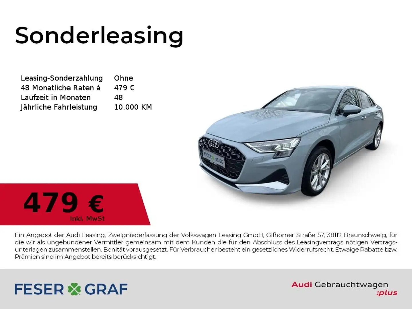 Audi A3 Limousine advanced 35 TFSI LED+/Komfortpaket/ACC/N Grau - 1