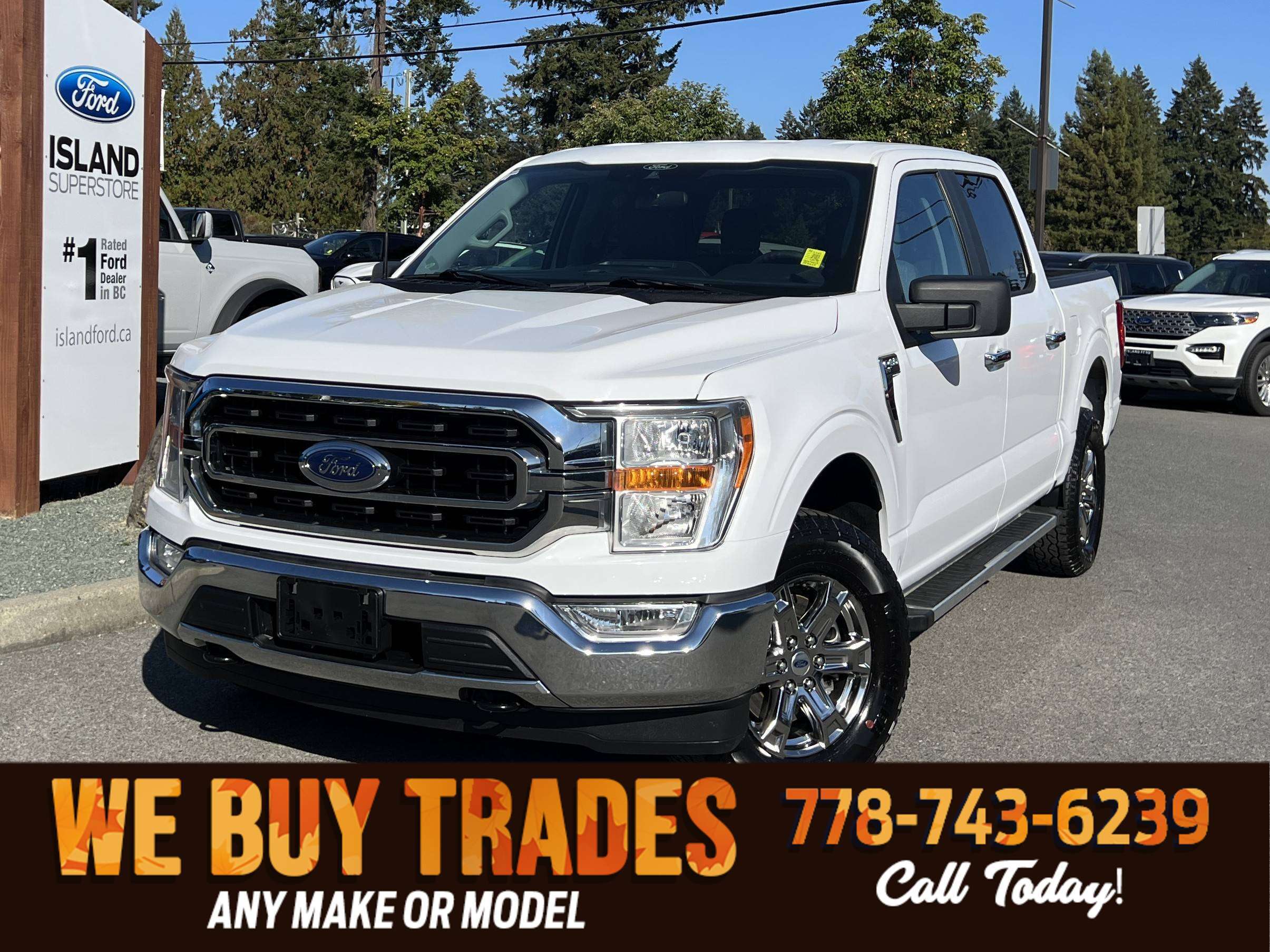 White 2022 Ford F-150 Pickup Truck Four-Wheel Drive Automatic