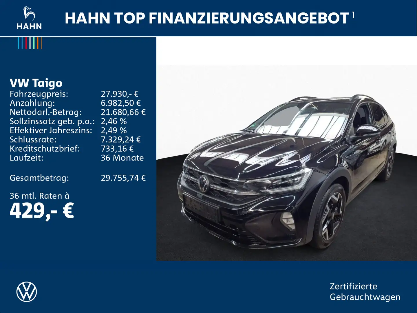 Volkswagen Taigo 1.5TSI DSG R-Line Matrix Navi AHK CAM ACC Schwarz - 2