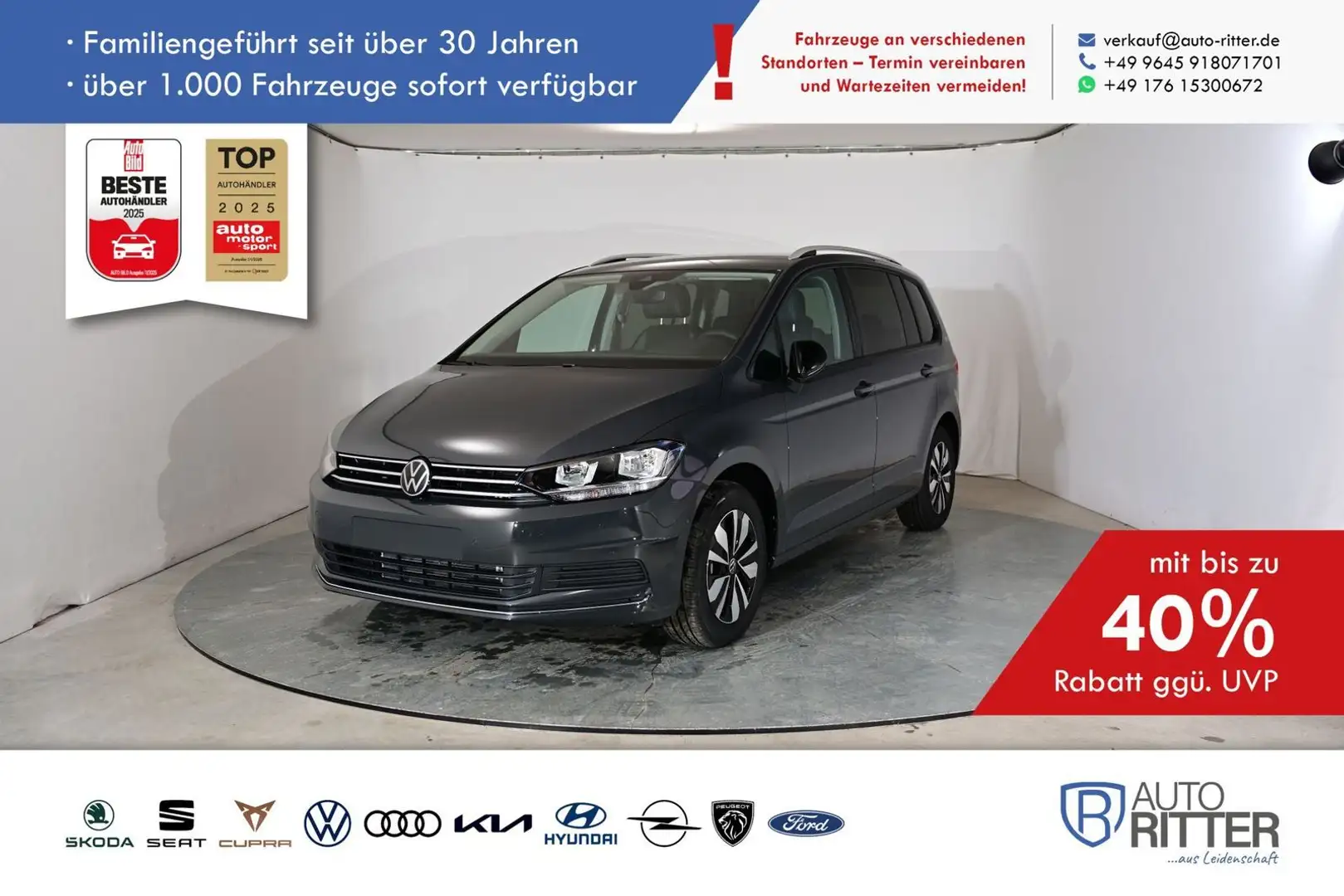 Volkswagen Touran GOAL ACC|AHK|RFK|Carplay|Klima|PDC|SHZ... Grau - 1