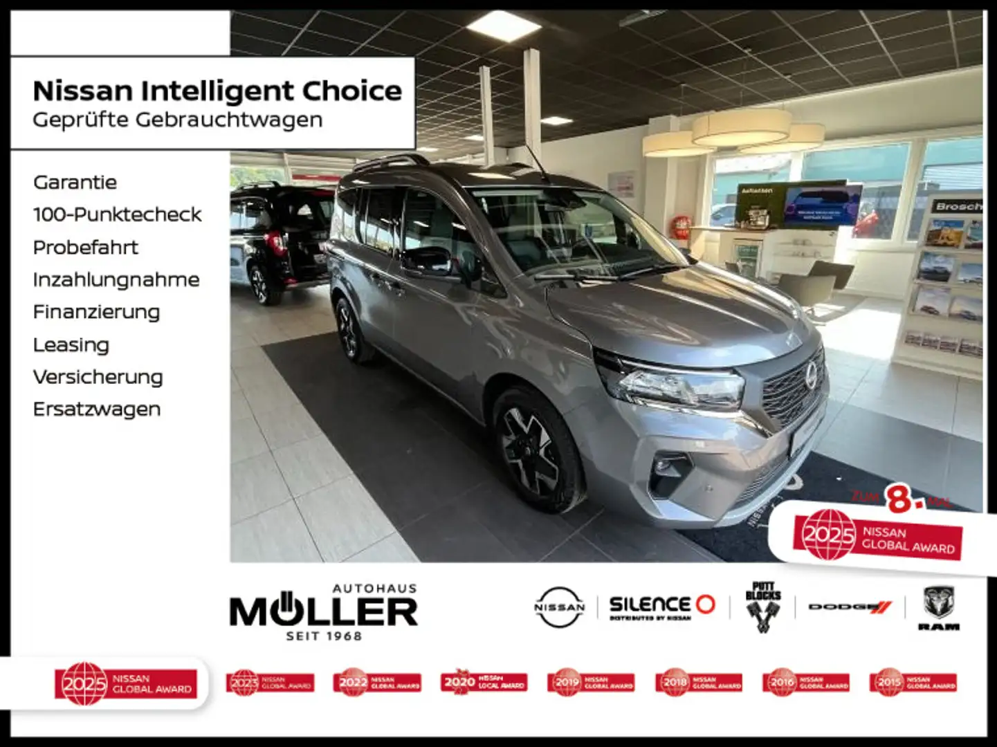 Nissan Townstar Kombi 130PS L1 Tekna Navi Kamera Grijs - 1