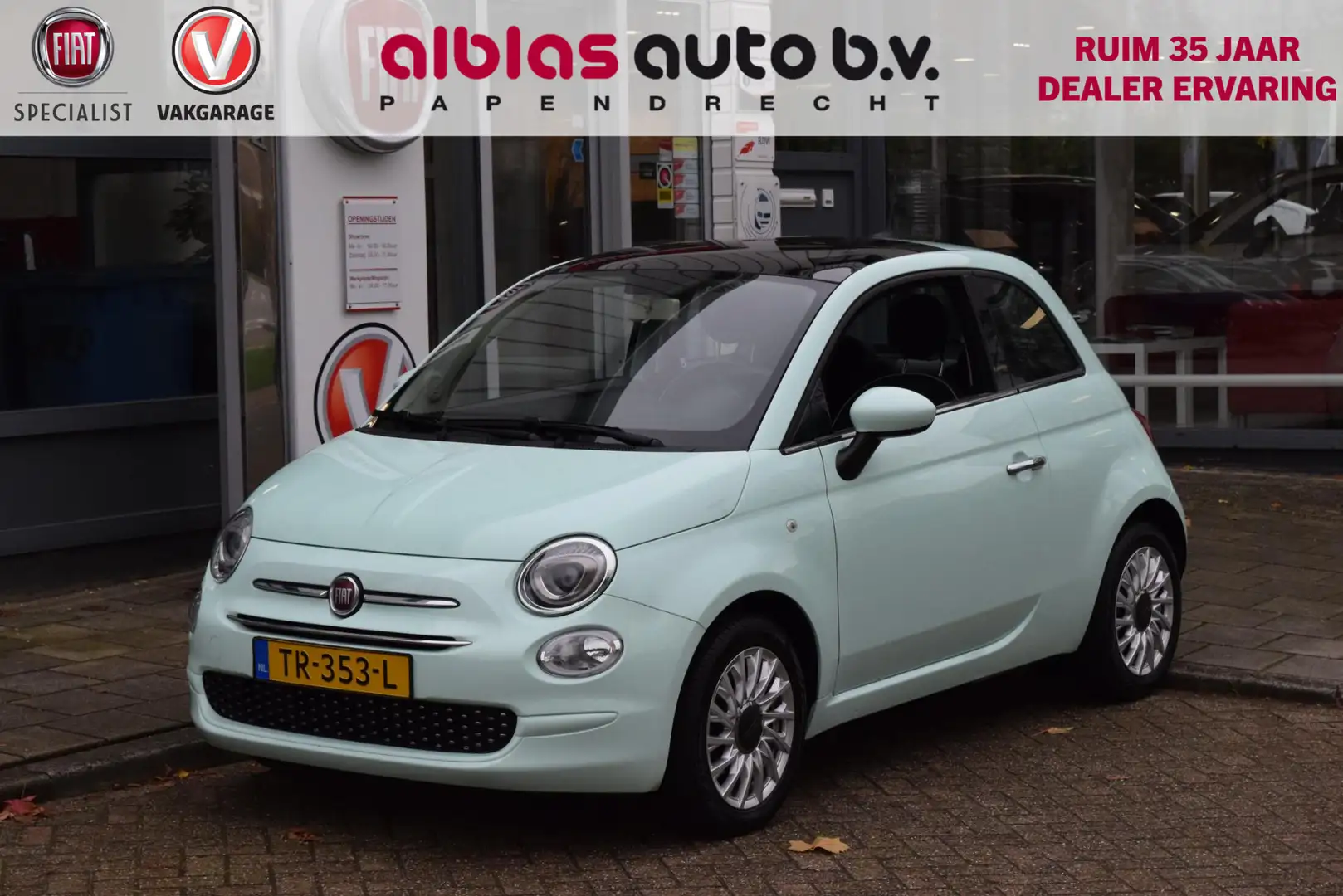 Fiat 500 80pk|Lounge|Carplay|Cruise|Pano|orig.NL Groen - 1