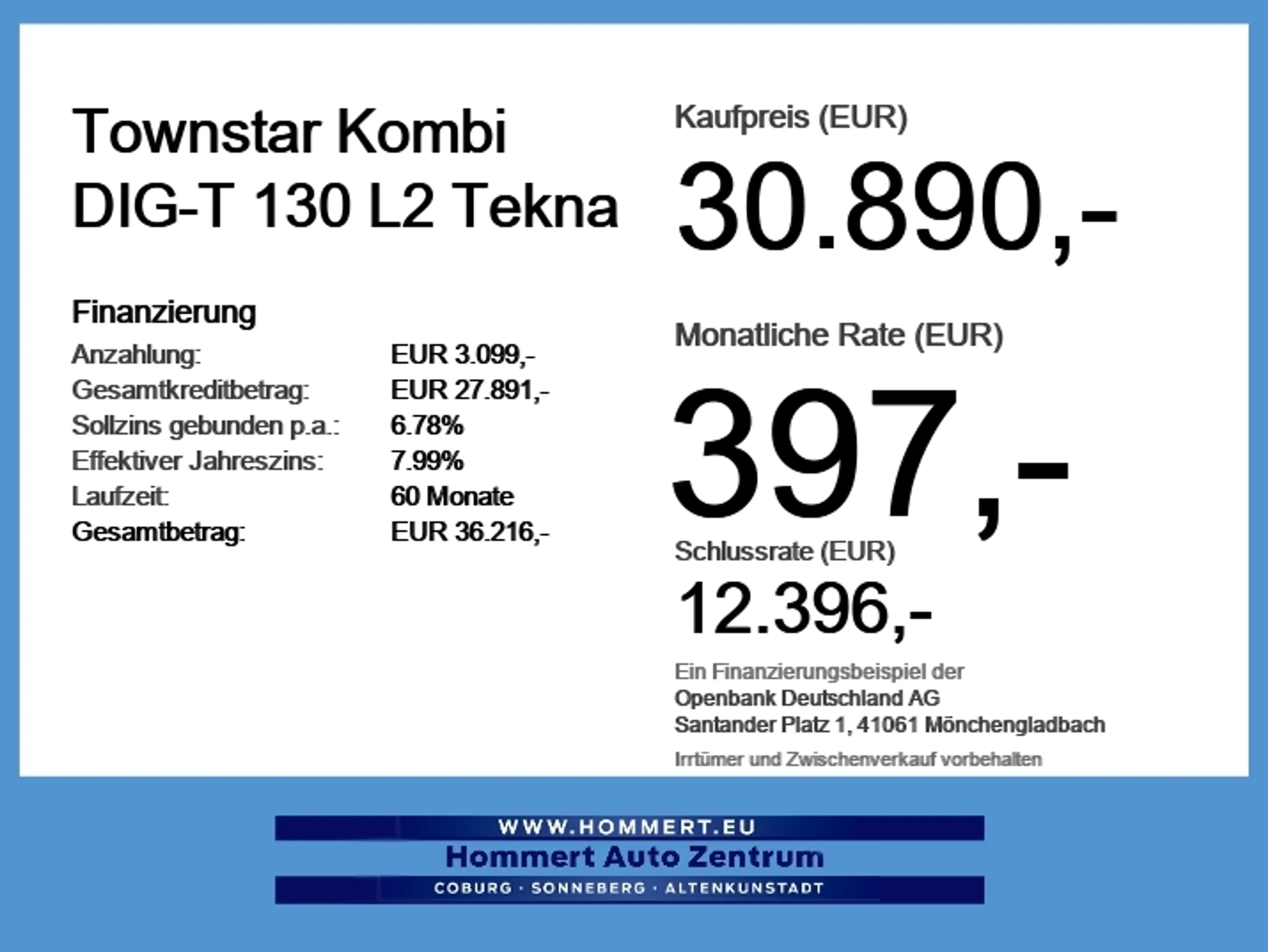 Nissan Townstar Kombi DIG-T 130 L2 Tekna Navi+SHZ+360 — photo 6