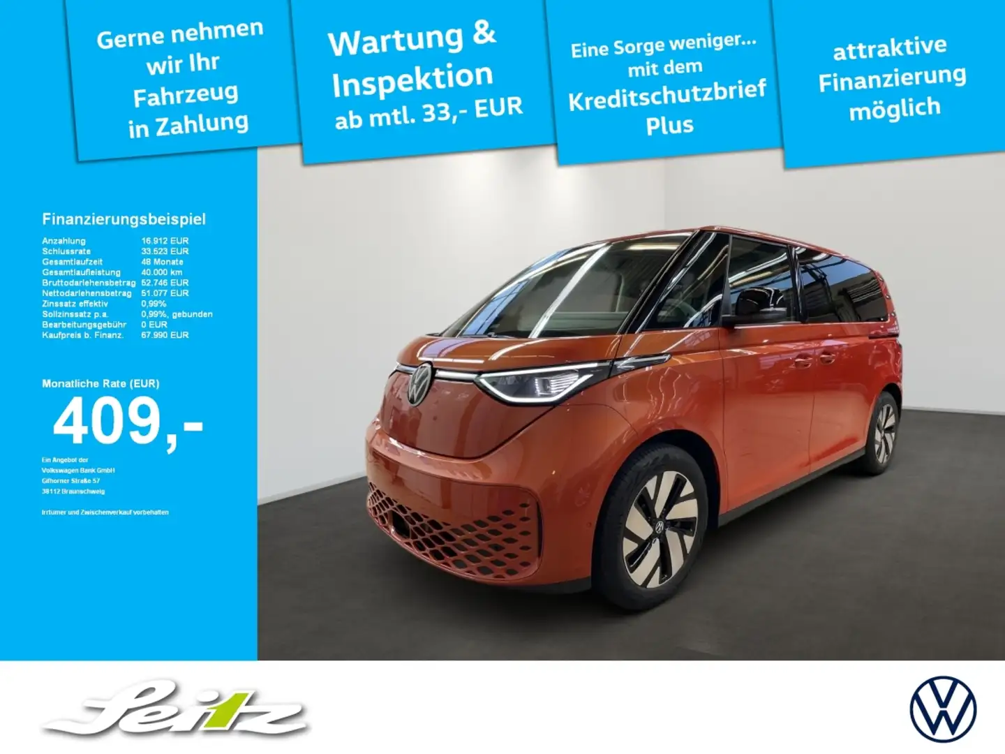 Volkswagen ID. Buzz ID.Buzz KR Pro *AHK*NAVI*MATRIX*PDC*SITZH* Oranžová - 1