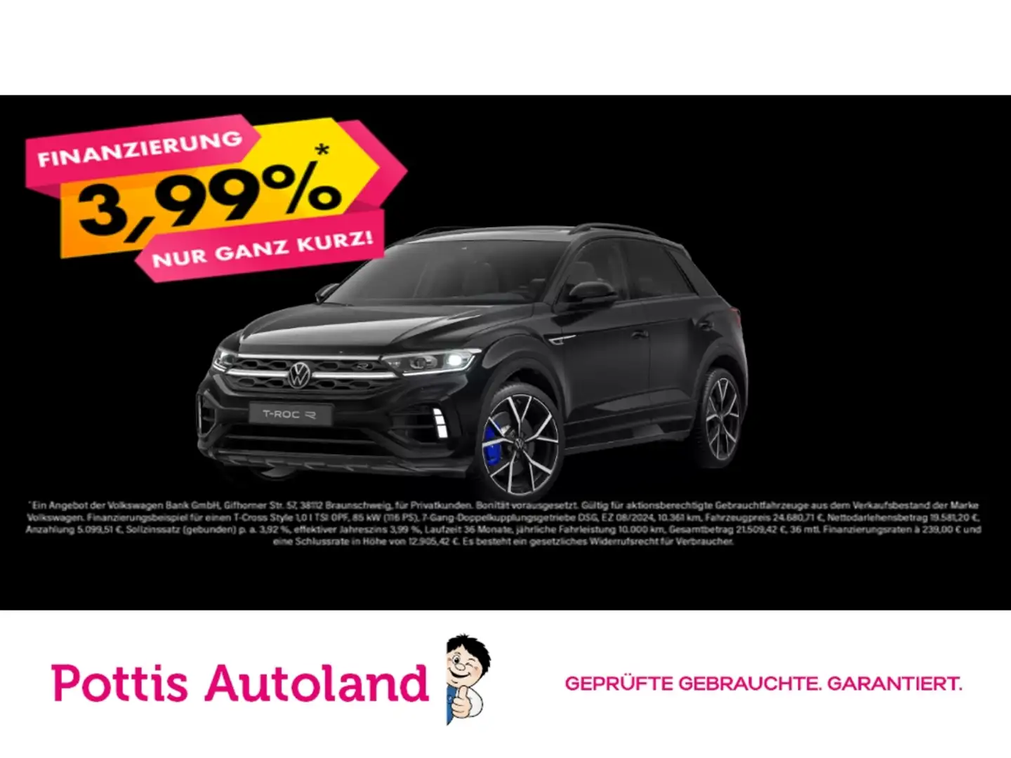 Volkswagen T-Roc 2.0 TSI DSG 4M R PANO AHK LEDER NAVI KLIMA Schwarz - 1