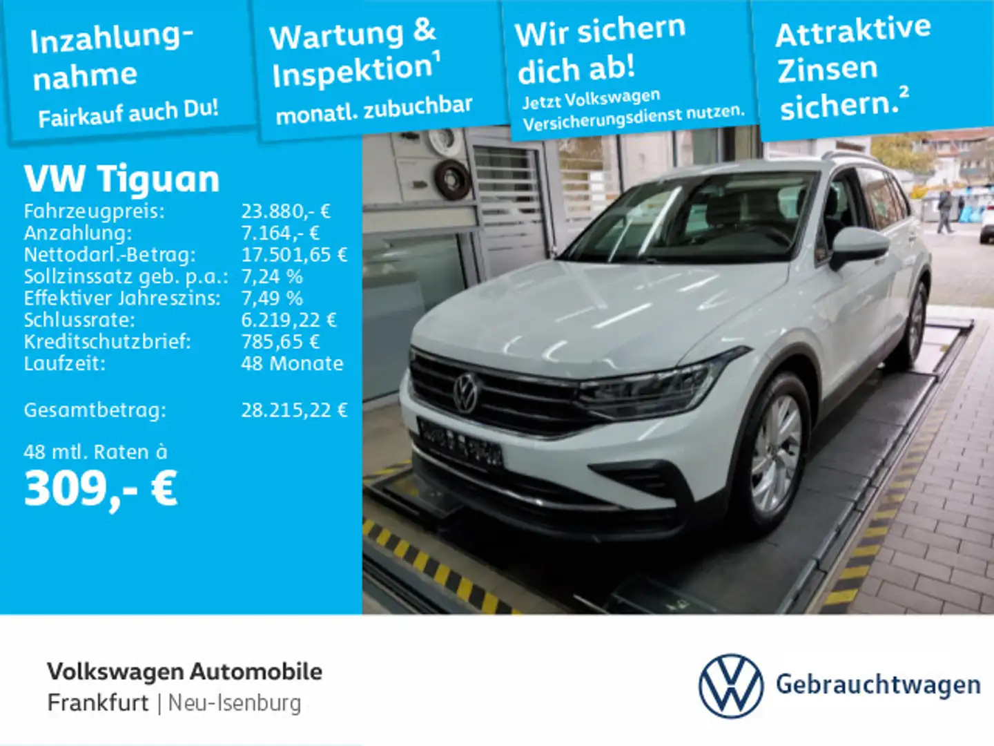 Volkswagen Tiguan 1.5 TSI United Navi Spurhalteassistent Sp Weiß - 1