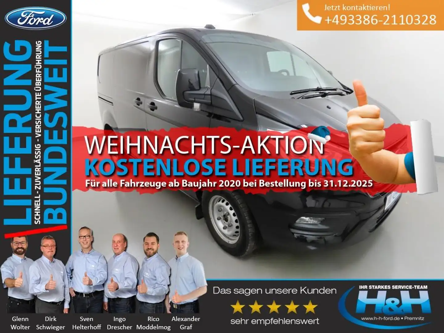 Ford Transit Custom 2.0 280 L1 AHK+PPS+Klima Negru - 1