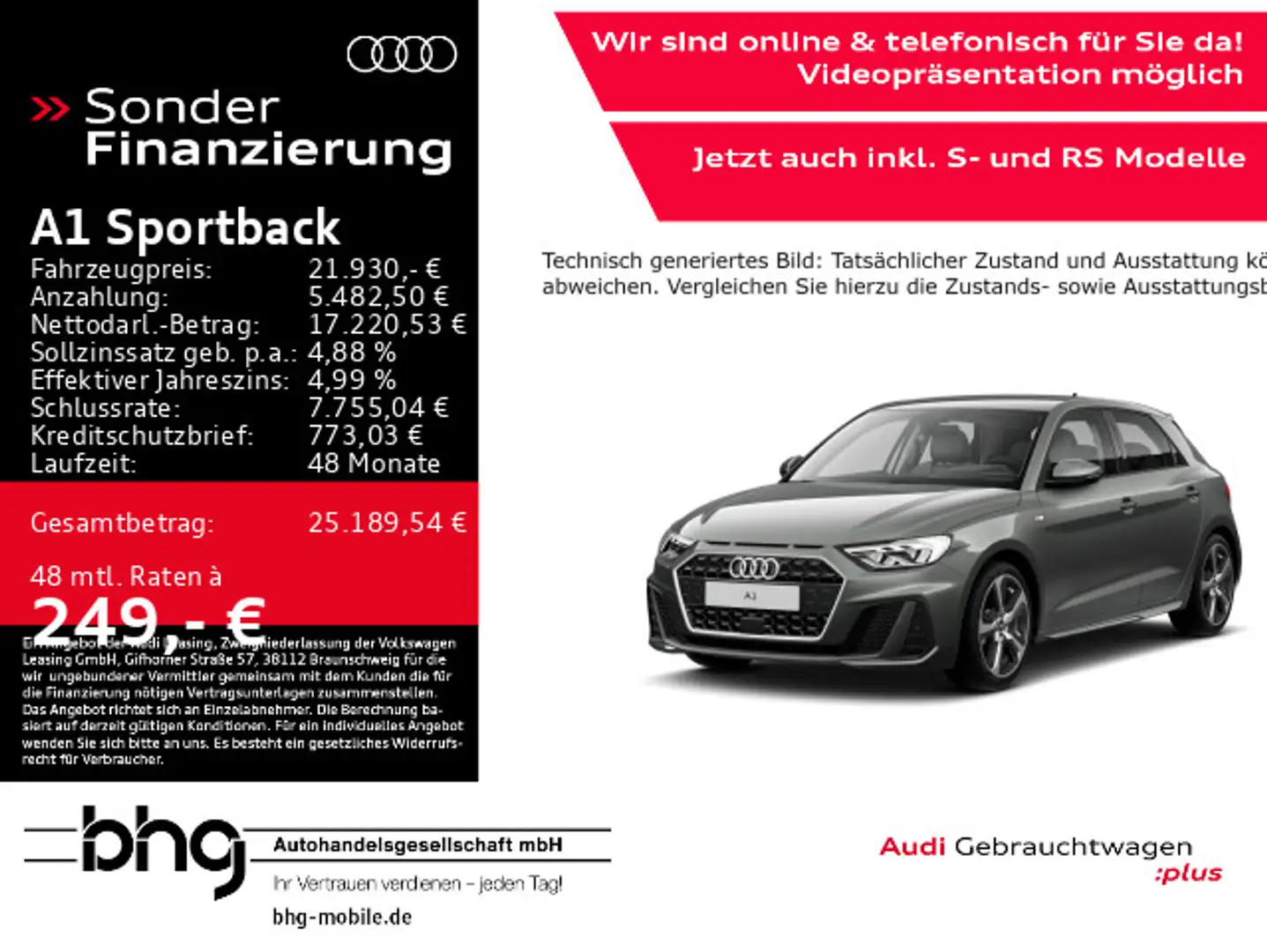 Audi A1 30TFSI 110 kW S tronic Grau - 1