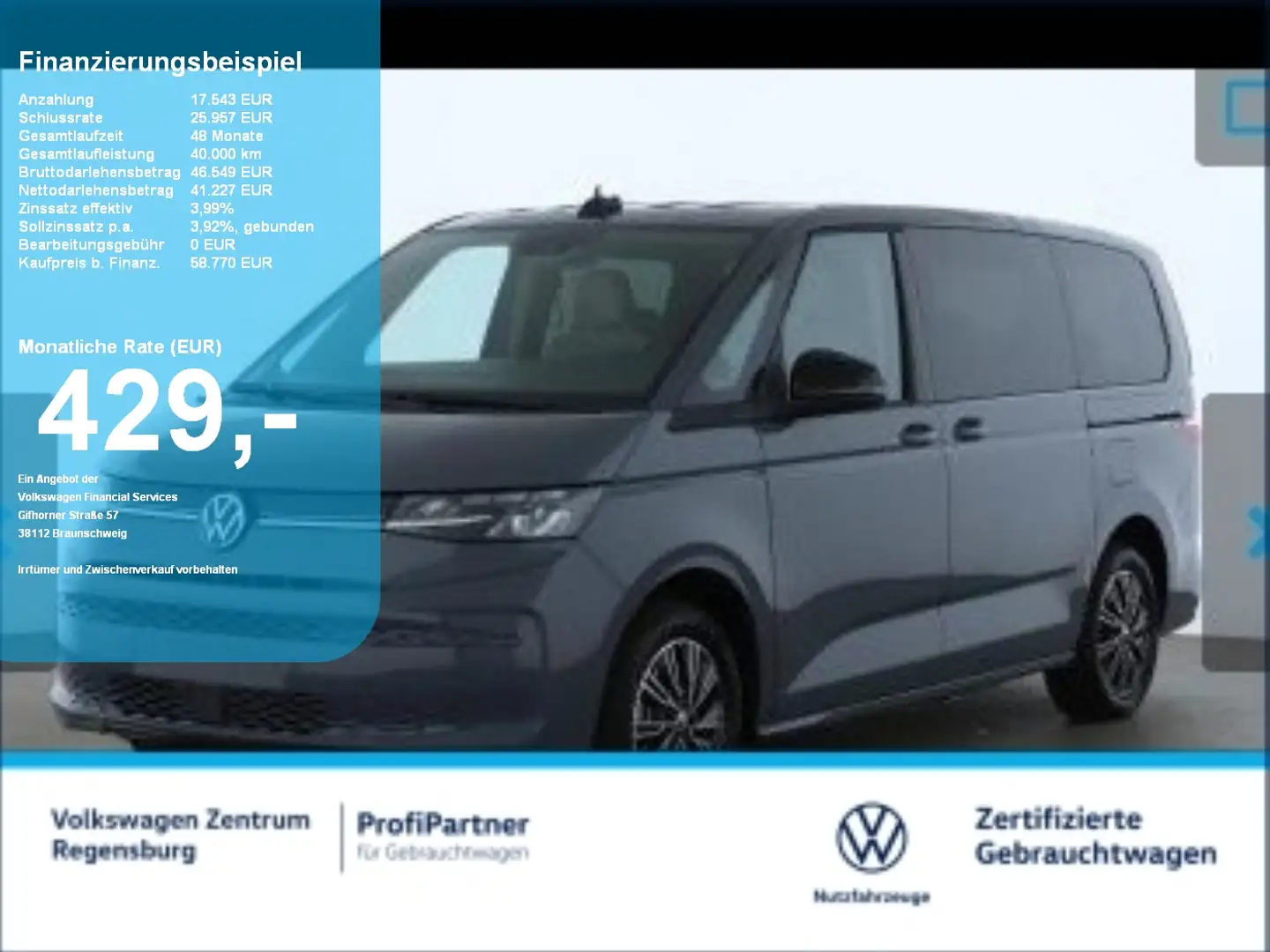 Volkswagen T7 Multivan LR Life 2.0 TSI DSG el.Schiebet. LED Grau - 1