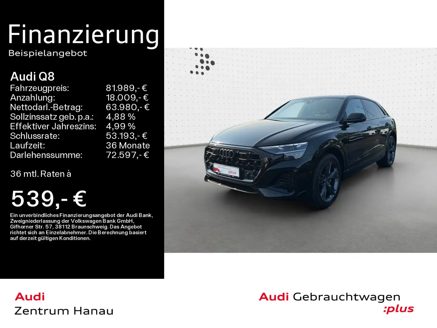 Audi Q8 55 TFSIe quattro*MATRIX*OPTIK-PAKET*AHK*LUFT* Fekete - 1