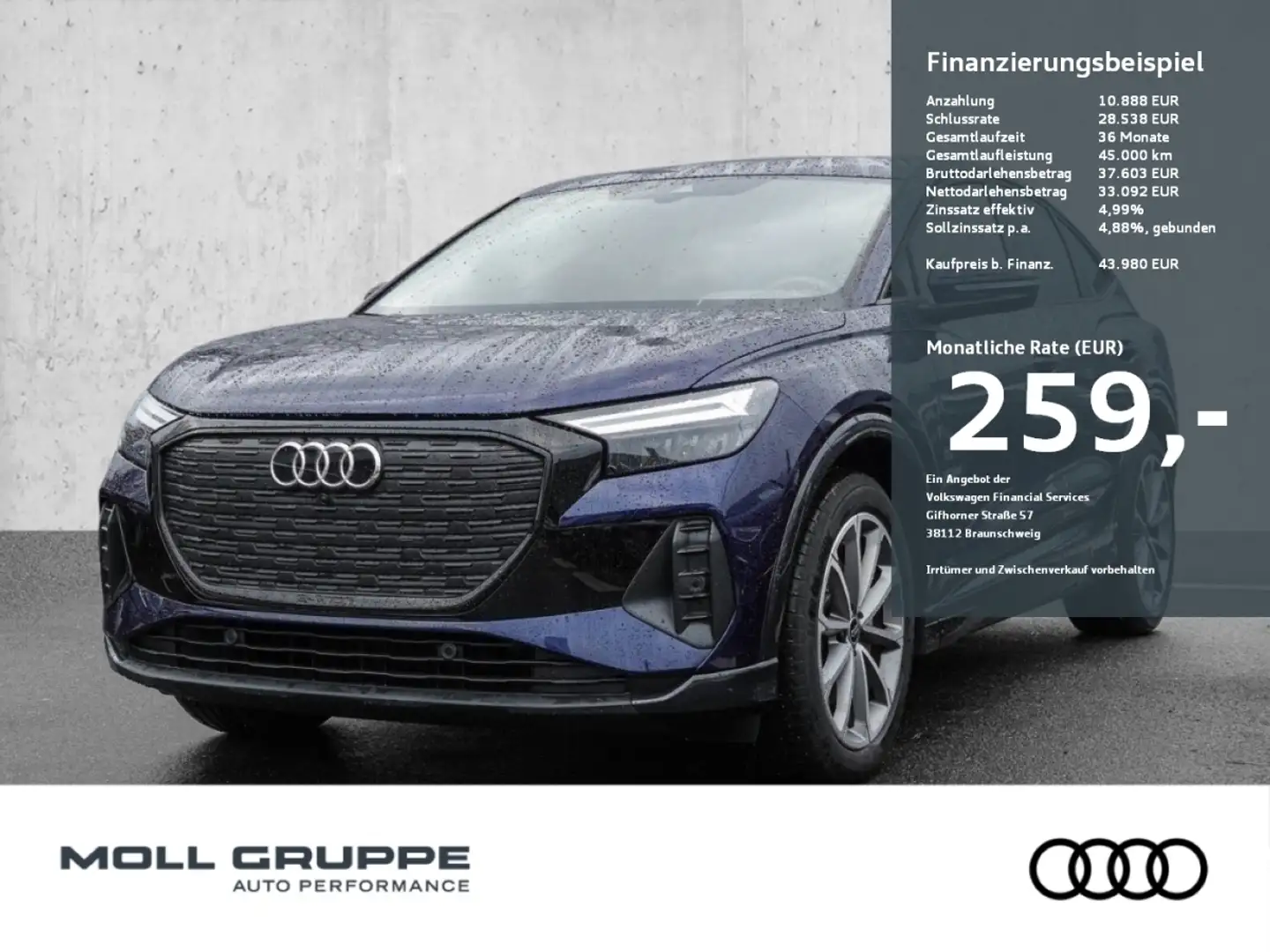 Audi Q4 e-tron Q4 Sportback 45 e-tron AHK NAVI LM FLA WPUMPE Blau - 1