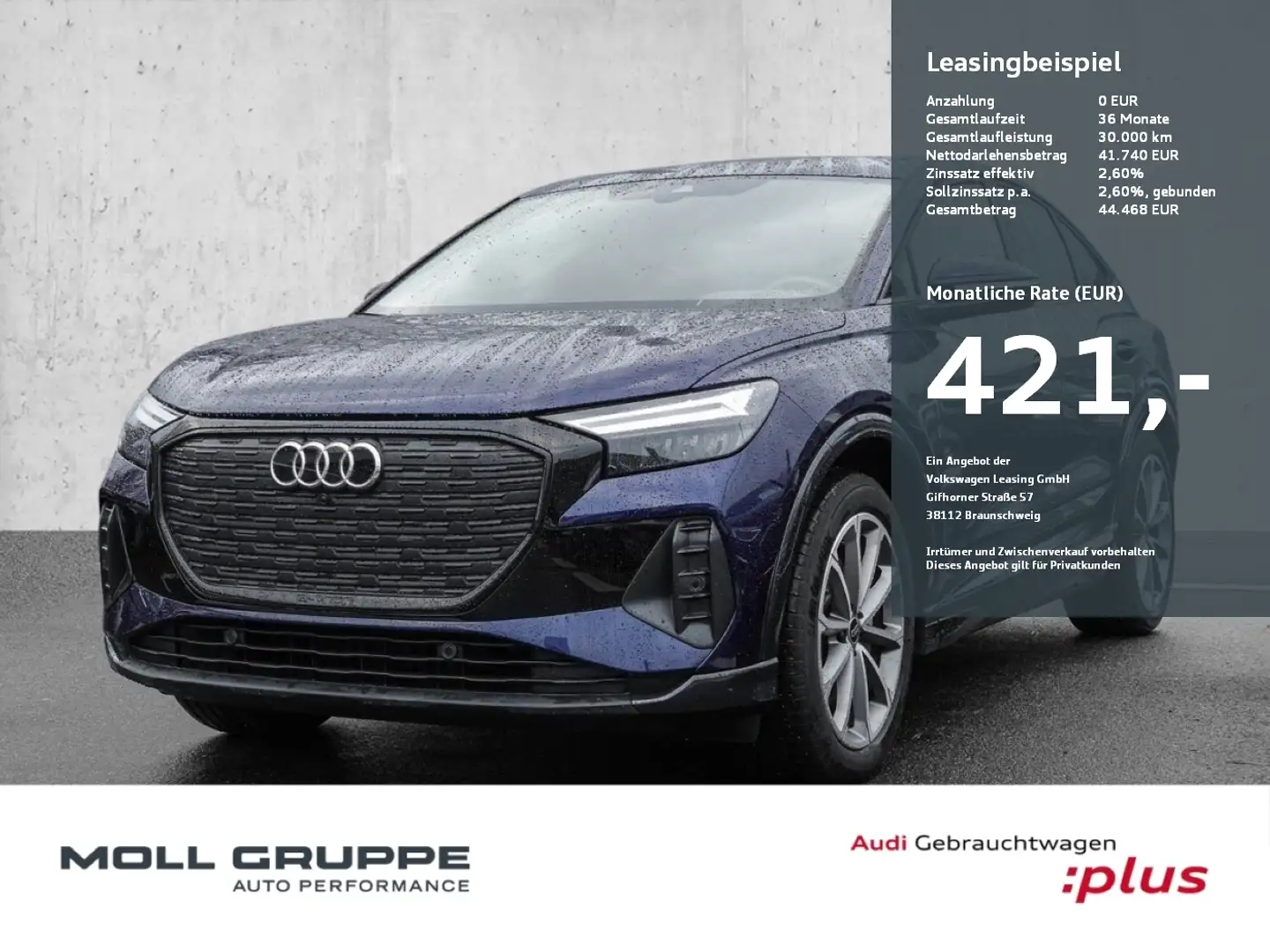 Audi Q4 e-tron Q4 Sportback e-tron 45 AHK NAVI LM FLA WPUMPE Blauw - 1