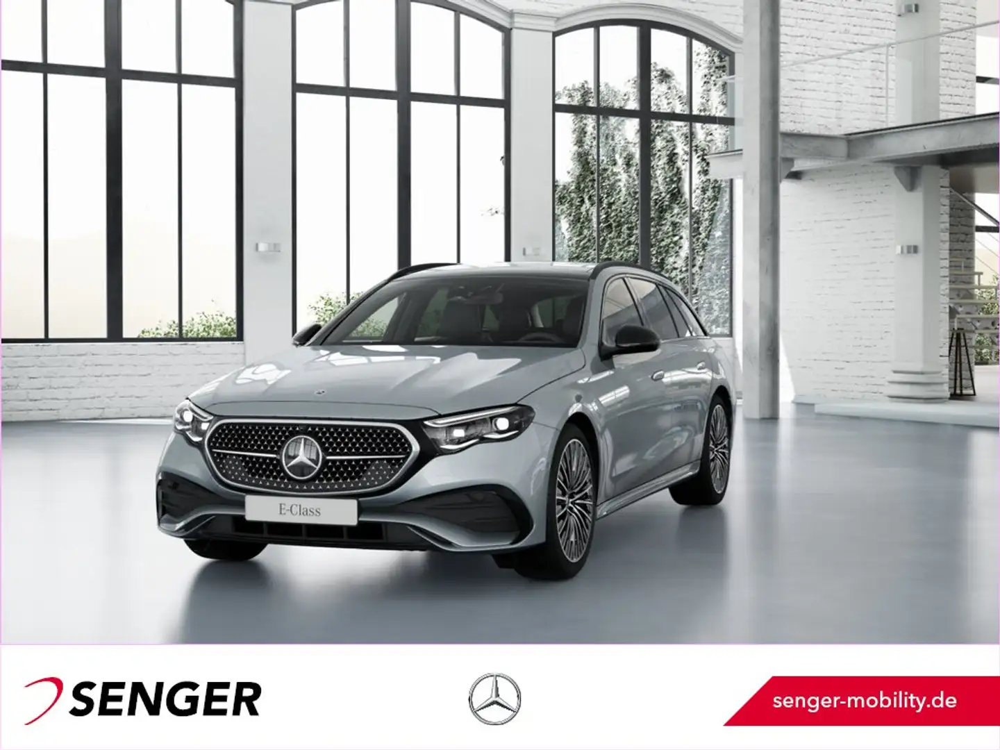 Mercedes-Benz E 220 T d AMG Line Night AHK Panorama Burmester Silber - 1