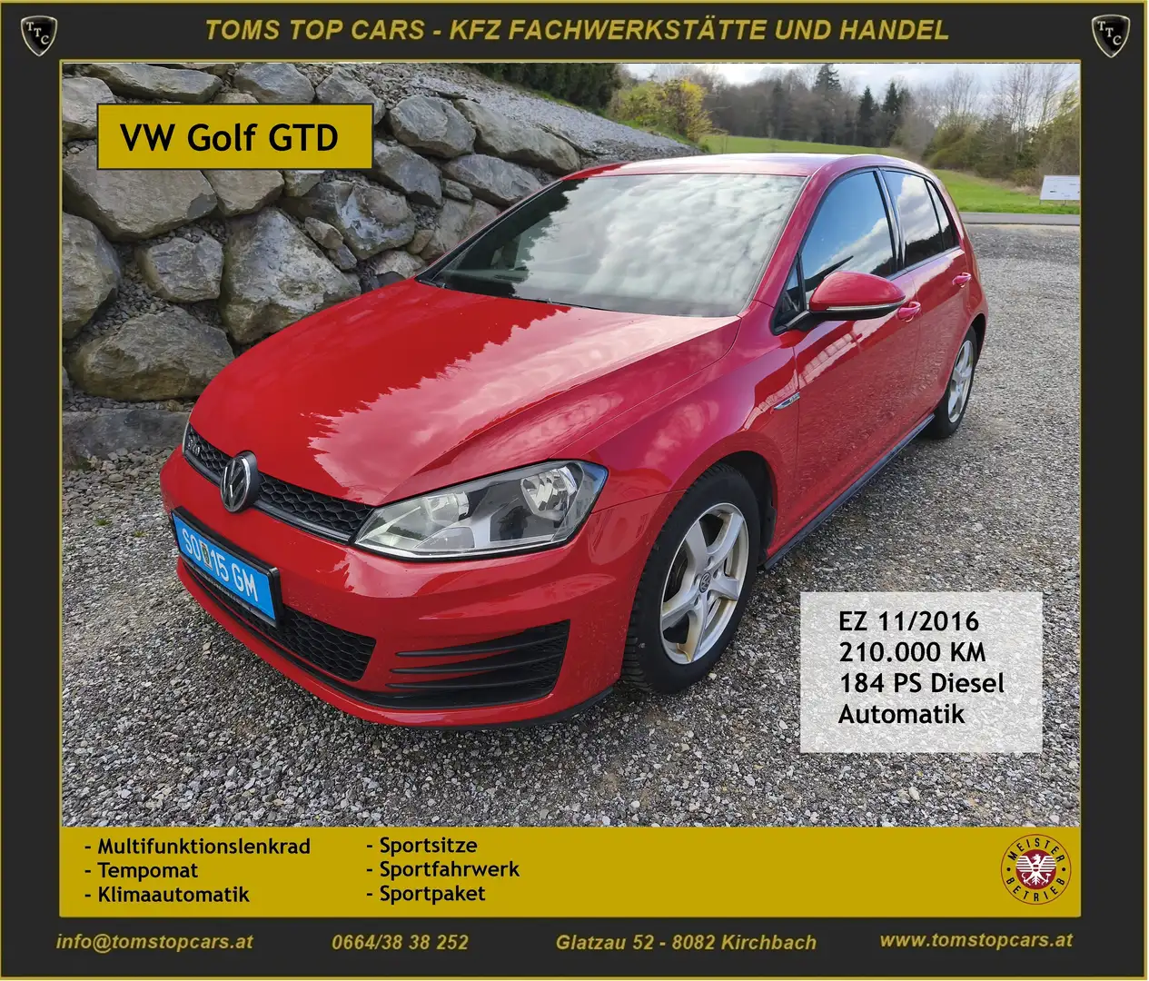 Volkswagen Golf GTD 2,0 TDI DSG GTD Rot - 1