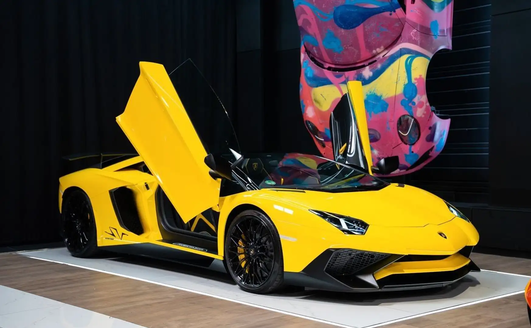 Lamborghini Aventador SV Roadster 6.5 V12 750ch | Immat Française Toit carbone Sièges confort intérieur À partir de 9890-mois Gelb - 2