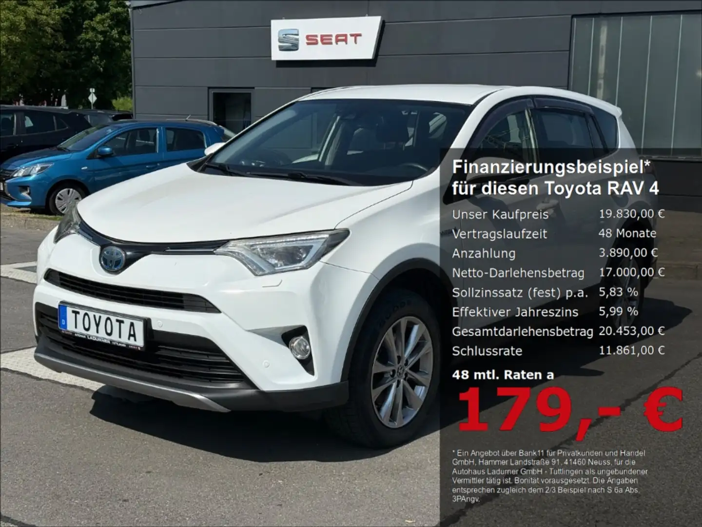 Toyota RAV 4 2.5 4x2 Hybrid TeamD NAVI+ACC+AHK Weiß - 1