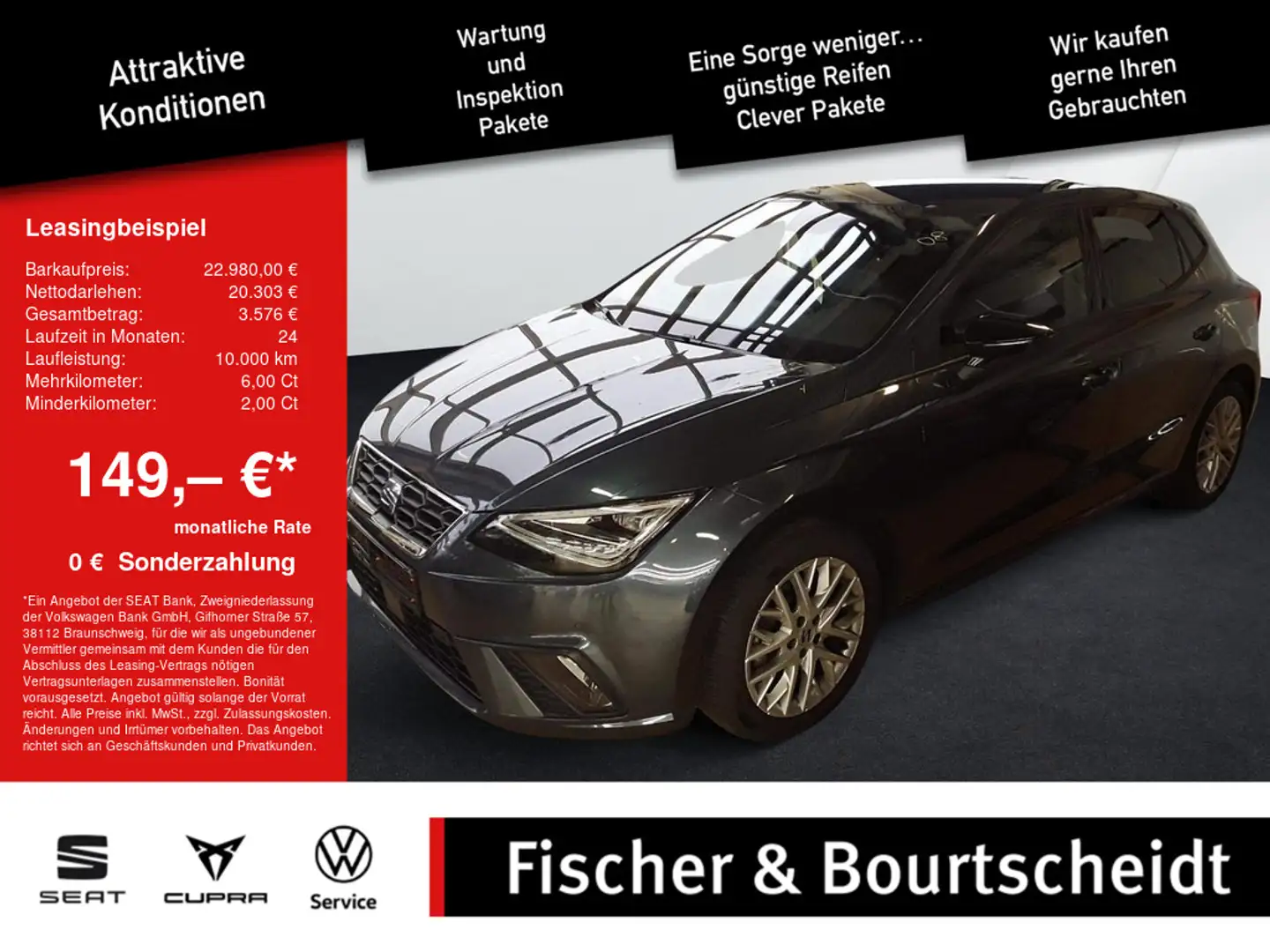 SEAT Ibiza 1.0 TSI FR NAVI KAM PDC SHZ Grau - 1