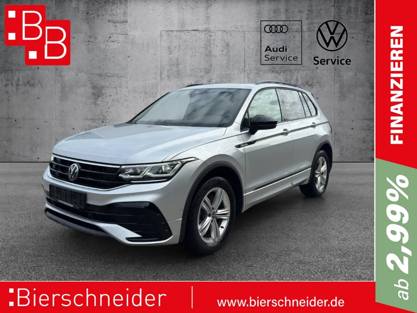 Volkswagen Tiguan 2.0 TDI DSG 4Mo. R-Line BLACK-STYLE BLACK PANO IQ. Silber - 1