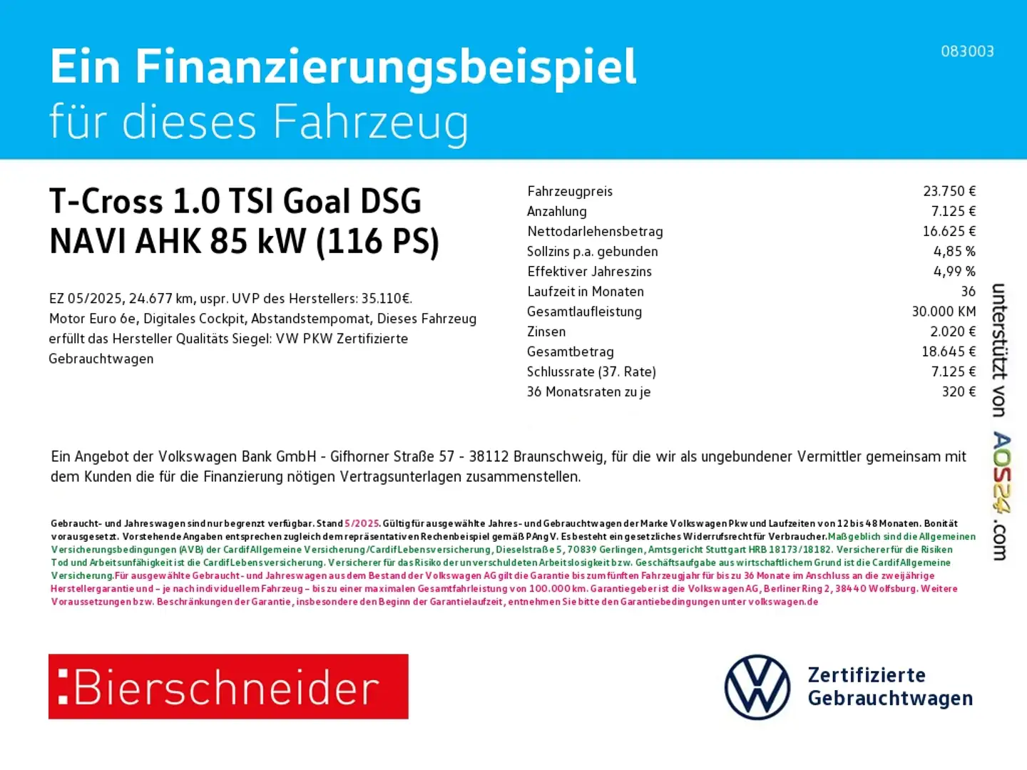 Volkswagen T-Cross 1.0 TSI Goal DSG NAVI AHK LED ACC BC Gris - 1