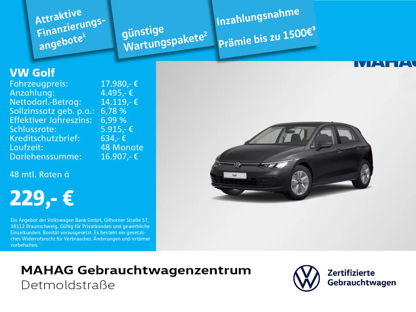 Volkswagen Golf VIII 1.5 TSI Life LED Navi ParkPilot AppCon Grau - 1