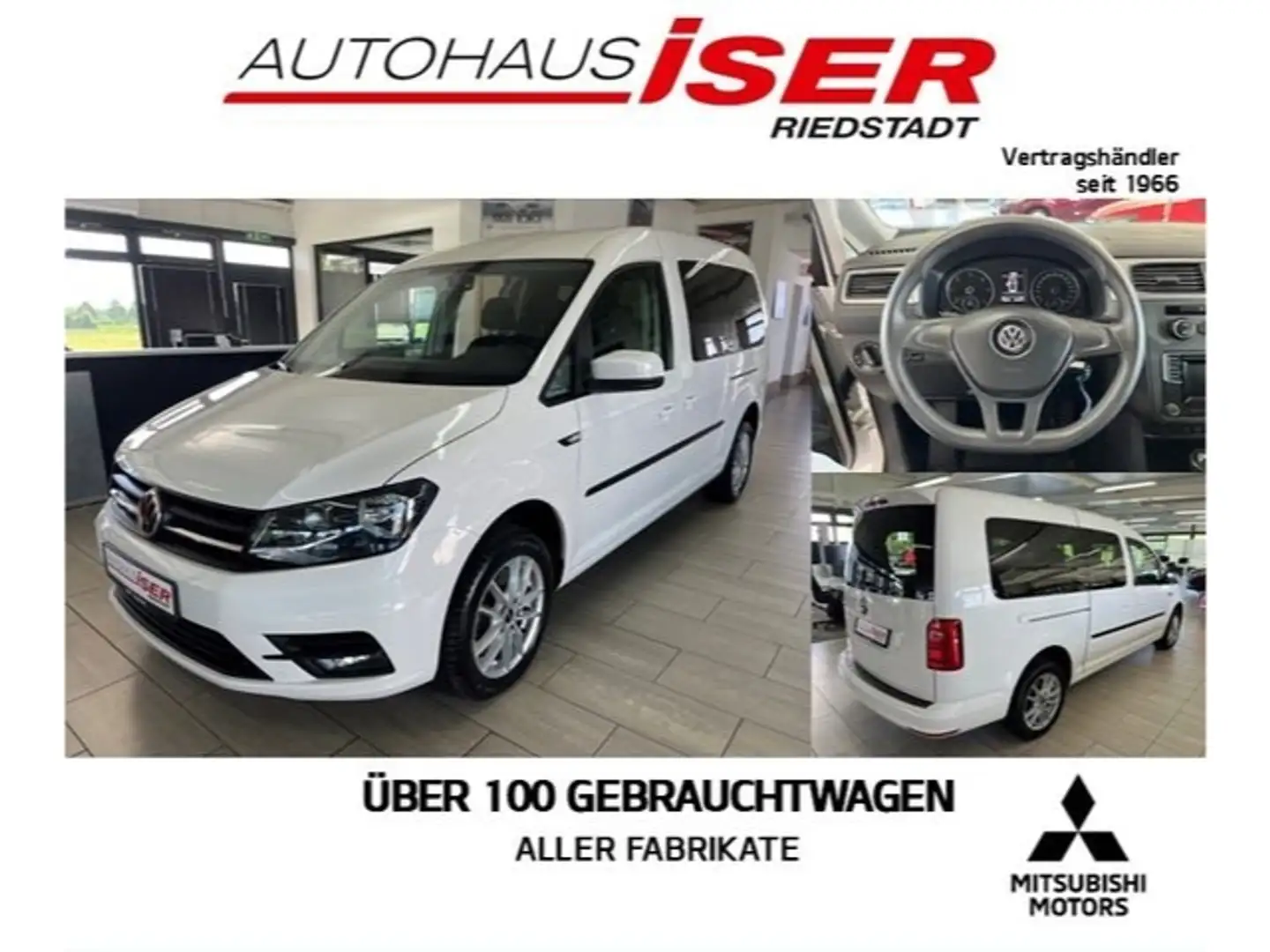 Volkswagen Caddy 2.0 TDI EU6d-T Trendline 7Sitzer Temp BT PDC Blanc - 1