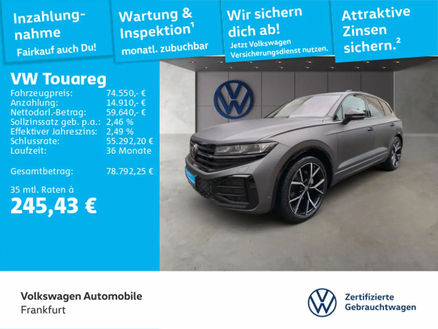 Volkswagen Touareg 3.0 V6 TDI R-Line 4Motion Navi AHK IQ.LI Grau - 1